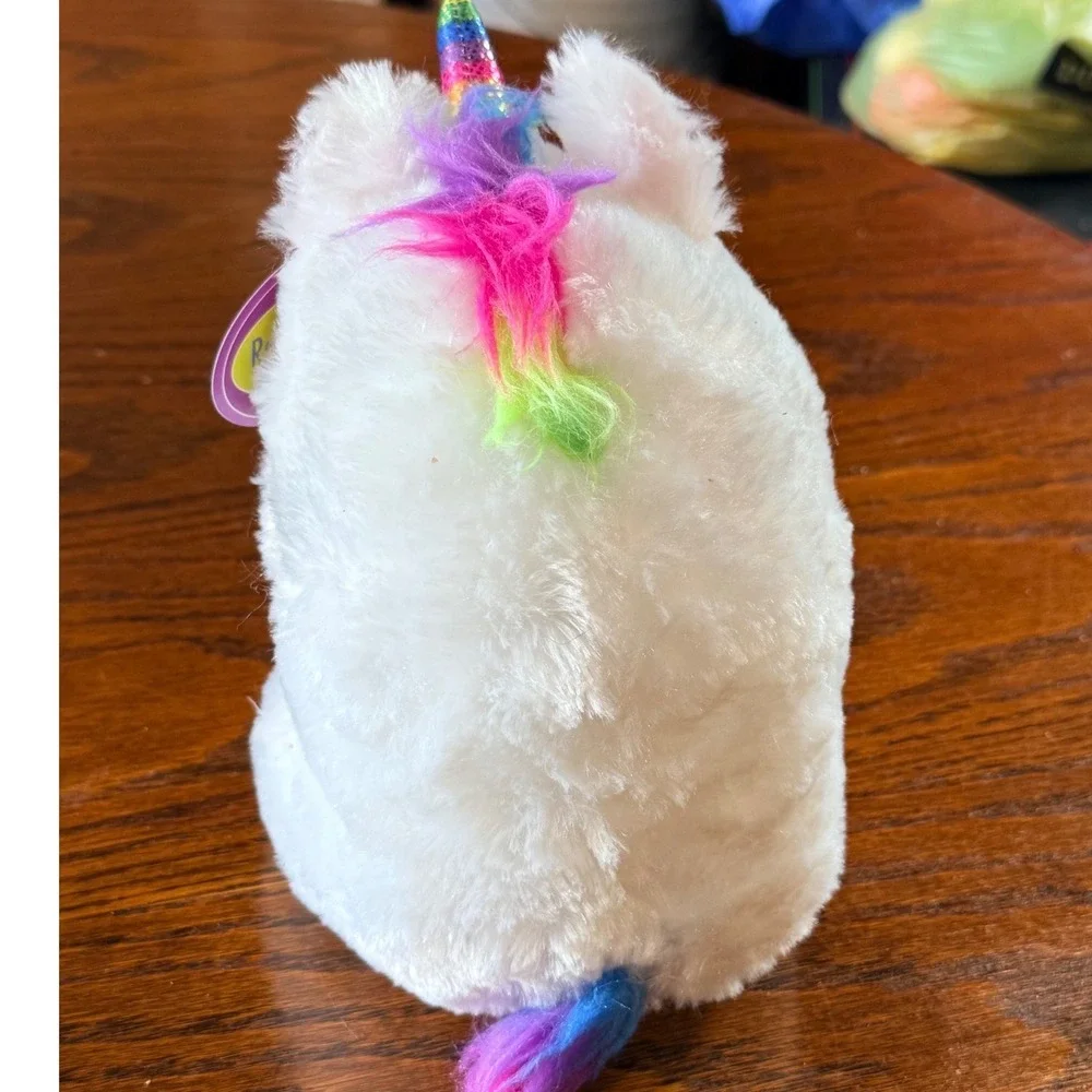 Redemption Plus White Plush Unicorn with Baby Rainbow Accents 8 Inch Kitschy